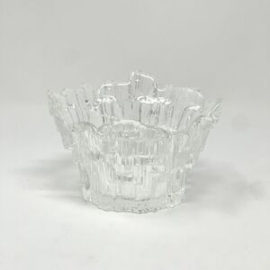 Vintage Dalzell Viking Glass Ice Icicle Clear Glimmer Votive Candle Holder MCM